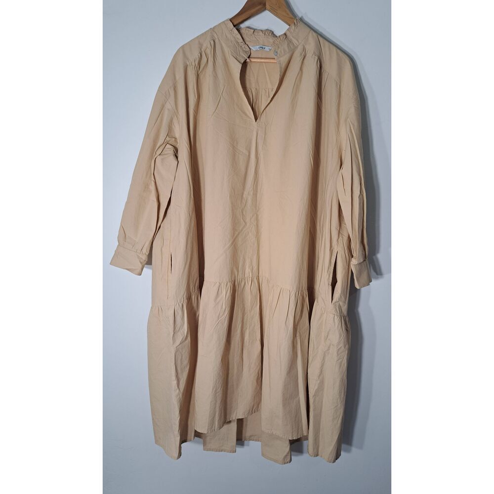Only womens xl  peasant boho beach tent dress pockets swing oversize beige